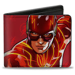 Bi-Fold Wallet - The Flash Running Pose with Lightning Icon Reds