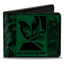 Bi-Fold Wallet - Green Arrow Profile Poses HAVE YOU SEEN THIS MAN? Green Black