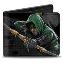 Bi-Fold Wallet - Arrow Aiming Pose + VIGILANTE Bricks Black Grays