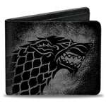 Bi-Fold Wallet - Game of Thrones House Stark Sigil + WINTER IS COMING STARK Black/Red