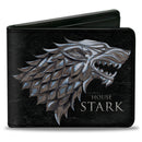 Bi-Fold Wallet - Game of Thrones HOUSE OF STARK Direwolf Sigil Black Silver Grays