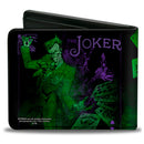 Bi-Fold Wallet - THE JOKER Card Flipping Poses Black Greens Purples