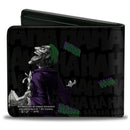 Bi-Fold Wallet - Joker Smiling + Laughing Poses HAHA Black Gray Purple Green