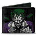 Bi-Fold Wallet - Joker Smiling + Laughing Poses HAHA Black Gray Purple Green