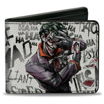 Bi-Fold Wallet - Joker BRILLIANT-TWISTED-INSANE-MAD PSYCHO Pose Cards White Grays