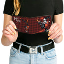 Bi-Fold Wallet - HARLEY QUINN w Batman Voodoo Doll Holding Bomb + Hand Stand Diamonds Reds White