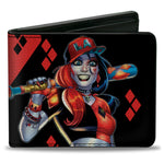 Bi-Fold Wallet - Harley Quinn Issue #20 LA Baseball Cover Pose Diamonds Black Red