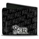 Bi-Fold Wallet - THE JOKER Wine Glass Pose HA! HA! Black Grays White