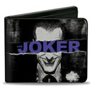 Bi-Fold Wallet - THE JOKER Sliced Portrait Black Grays Purple