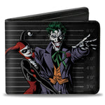 Bi-Fold Wallet - Harley Quinn Hugging Joker Pose Lineup Grays