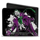 Bi-Fold Wallet - Joker THE CLOWN PRINCE OF CRIME + Flower Squirting Pose Black White Green