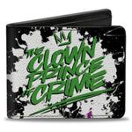 Bi-Fold Wallet - Joker THE CLOWN PRINCE OF CRIME + Flower Squirting Pose Black White Green