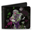 Bi-Fold  Wallet - Joker THE CLOWN PRINCE OF CRIME Collage Black/Multi Neon