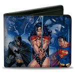 Bi-Fold Wallet - Justice League Infinite Crisis Issue #1 Trinity Group Cover Pose + Capes Sword Blues