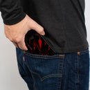 Bi-Fold Wallet - CYBORG C Icon + Text Abstract Black Reds Grays