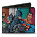 Bi-Fold Wallet - Justice Leage 4-Superheroes and 2-Villains Group Pose Halftone Blocks Multi Color