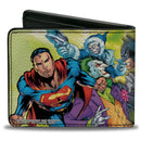 Bi-Fold Wallet - Justice Leage 4-Superheroes and 2-Villains Group Pose2 Glow Burst Greens