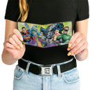 Bi-Fold Wallet - Justice Leage 4-Superheroes and 2-Villains Group Pose2 Glow Burst Greens