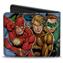 Bi-Fold Wallet - Justice League New 52 5-Superhero Group Action Poses Sky Blue