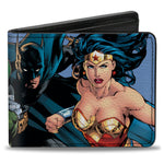 Bi-Fold Wallet - Justice League New 52 5-Superhero Group Action Poses Sky Blue