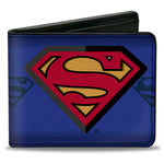 Bi-Fold Wallet - Superman Shield Centered Shield Stripe Blues