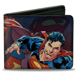 Bi-Fold Wallet - Superman Flying Pose Shield + Heat Vision Eyes Pose CLOSE-UP