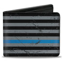 Bi-Fold Wallet - Superman Shield Thin Blue Line Weathered Gray/Black/Blue