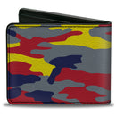 Bi-Fold Wallet - Superman THE ORIGINAL MAN OF STEEL Badge Camo Gray Red Yellow Blue