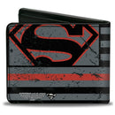 Bi-Fold Wallet - Superman Shield Thin Red Line Weathered Gray Black Red