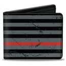 Bi-Fold Wallet - Superman Shield Thin Red Line Weathered Gray Black Red