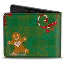 Bi-Fold  Wallet - Superman Holiday Christmas Pose and Icons Greens