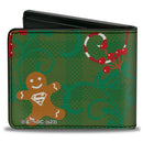 Bi-Fold  Wallet - Superman Holiday Christmas Pose and Icons Greens
