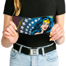 Bi-Fold Wallet - WONDER WOMAN Stars Face Halftone Blues Red Yellow White