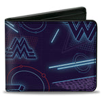 Bi-Fold Wallet - Wonder Woman 1984 Logo 80's Neon Blues Purples Reds