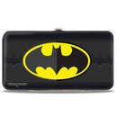 Hinged Wallet - Batman Icon Centered Bat Signal Stripe Black Yellow Grays