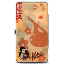 Hinged Wallet - KATANA Bombshell Pose Silhouette Face Flowers Tan Reds