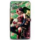 Hinged Wallet - HARLEY QUINN Hammer Pose Joker Face Arkham Asylum Secret Origins Issue #4 Cover