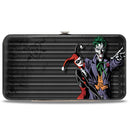 Hinged Wallet - Harley Quinn Hugging Joker Pose Lineup Grays