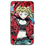 Hinged Wallet - Harley Quinn Pudding Anime Poses and Icons Collage Red/Black