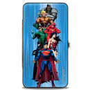 Hinged Wallet - The New 52 Justice League 7-Superhero Group Pose Streak Blues