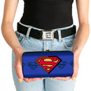 Hinged Wallet - Superman Shield Centered Shield Stripe Blues