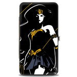 Hinged Wallet - Justice League 2017 Wonder Woman Pose + Icon Black White Gold Gray