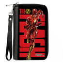 PU Zip Around Wallet Rectangle - THE FLASH Title and Running Action Pose Black/Red/Yellow