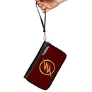 PU Zip Around Wallet Rectangle - The Flash Logo5 Burgundy/Golds