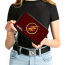 PU Zip Around Wallet Rectangle - The Flash Logo5 Burgundy/Golds