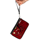 PU Zip Around Wallet Rectangle - The Flash Running Pose and Bolt Trails Reds