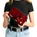 PU Zip Around Wallet Rectangle - The Flash Running Pose and Bolt Trails Reds