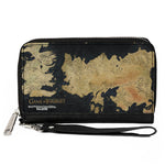 PU Zip Around Wallet Rectangle - GAME OF THRONES World Map Westeros and Essos Grays/Tans