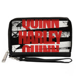 Women's PU Zip Around Wallet Rectangle - Birds of Prey HARLEY QUINN Bold Stars and Stripes Black White Red