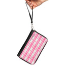 PU Zip Around Wallet Rectangle - The Suicide Squad 2021 CUIDADO HARLEY QUINN Stripe Pink/White